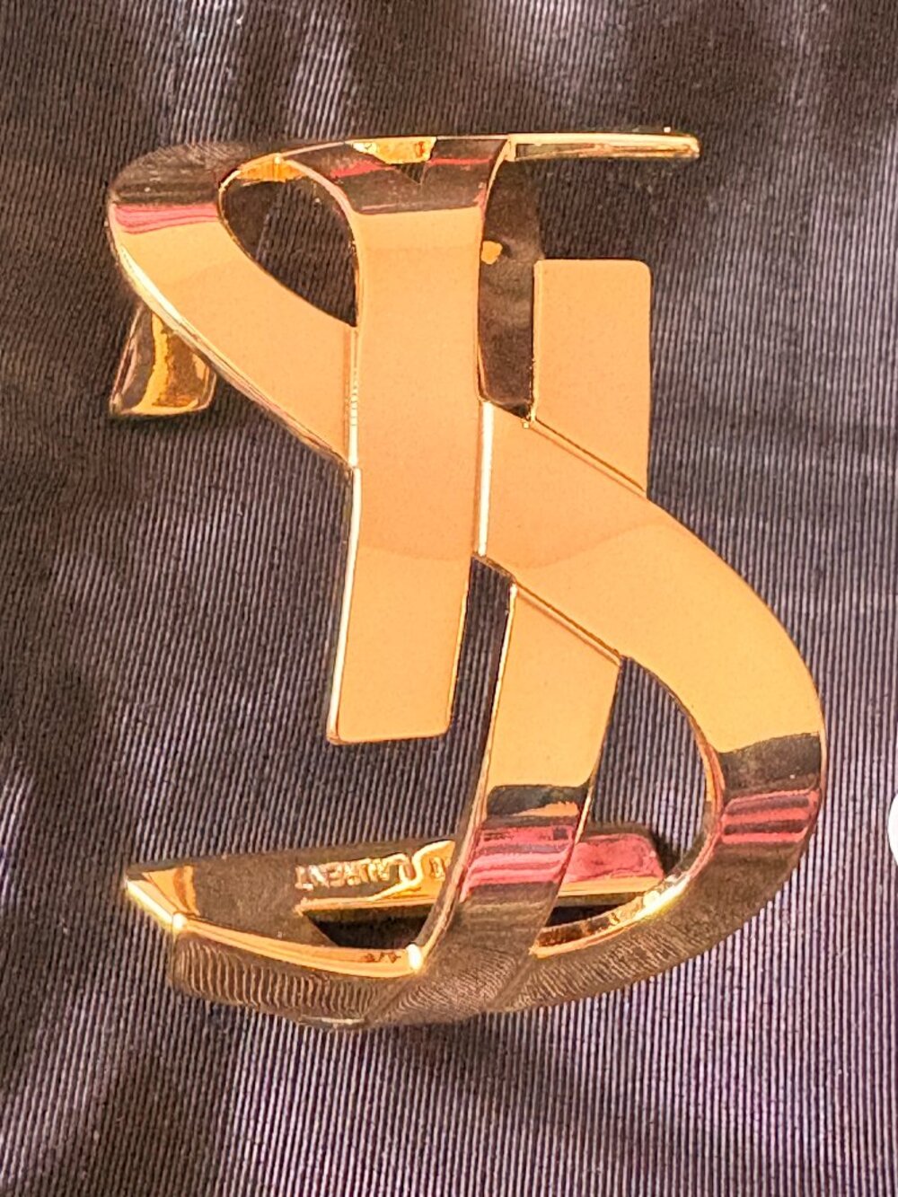 Saint Laurent Gold YSL Monogram Logo Cuff Bracelet